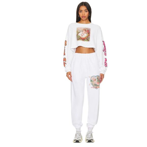 (XS) NWOT $105 Boy's Lie Straight Flush Sweatpants White - Picture 1 of 8